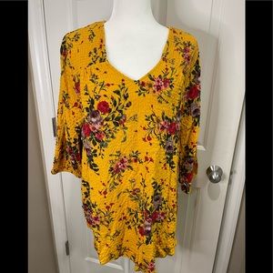 Torrid mustard yellow floral waffle style top NWT size 2X